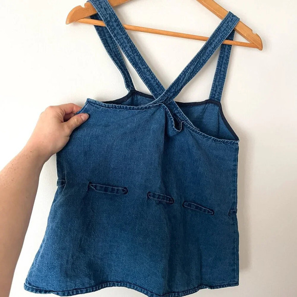 Aritzia Wilfred Tie Waist Denim Linen Lyocell Tank Top Blue Size Small - Picture 3 of 5